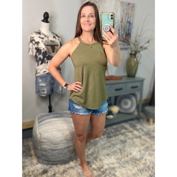 ❤️‍🔥Tri Rocker Tank Floaty Top Army Green 1722 - Picture 4 of 10